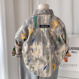 Áo sơ mi denim cho bé trai Áo khoác dài tay Áo sơ mi trẻ em Cardigan Áo sơ mi trẻ em vừa và lớn cho