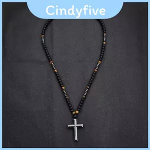 Vòng cổ đính cườm chéo nam sành điệu với mắt Obsidian và mắt hổ để sử dụng hàng ngày