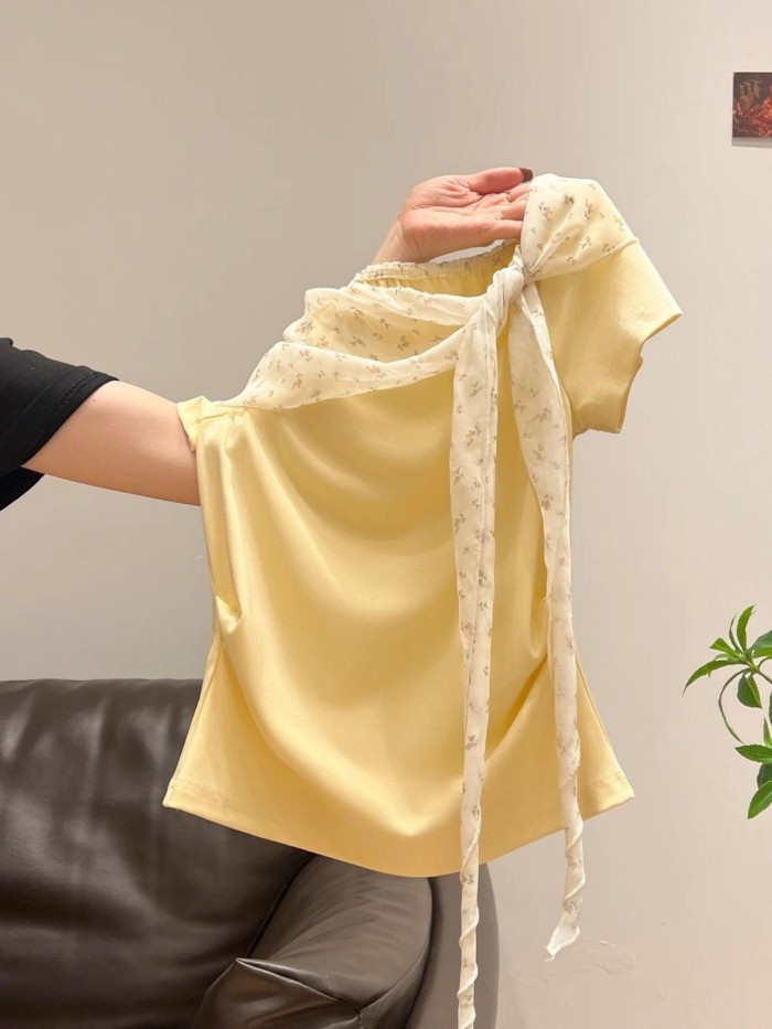 Áo thun cổ chữ V thời trang hàn quốc tuổi dành cho lứa tuổi trung niên trở lên trong mùa hè Áo t