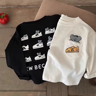 Áo thun cotton hoạt hình trẻ em dài tay mới bé trai mùa thu hàng đầu phong cách hàn quốc cho