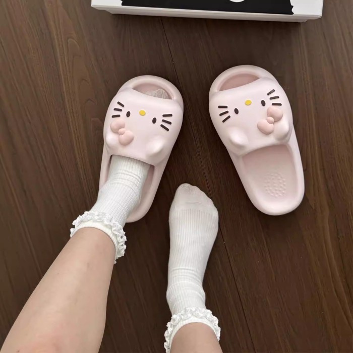 Dép mèo Kitty dành cho nữ sinh viên ở nhà dép đế mềm dành cho nữ mùa hè Dép mèo mặc bên ngoài