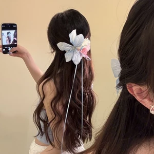 Không Khí Xuân Hè Hoa Kẹp Tóc Hoa Lily Streamer Mỏ Vịt Kẹp Phụ Kiện Tóc Kẹp Tóc