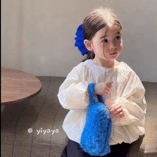Phong cách cha-con! Áo khoác ren thêu nút trên cùng bé gái