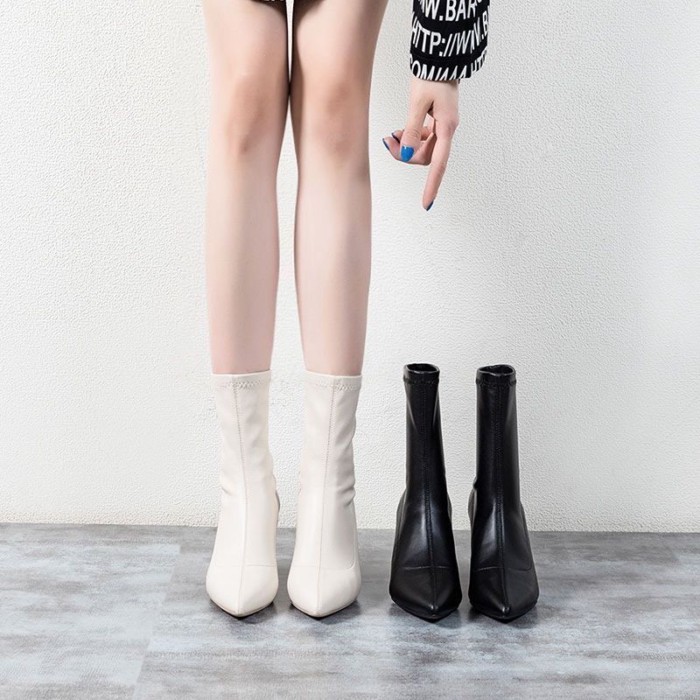 Giày bốt nữ, bốt ngắn mũi nhọn dày gót, bốt nữ skinny, bốt Martin cao gót cho nữ