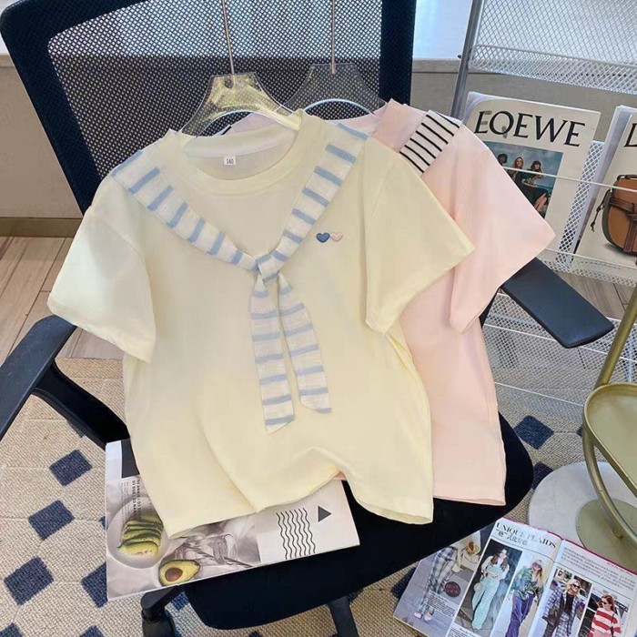 Áo thun ngắn tay bé gái mùa hè mới dành cho trẻ em vừa và lớn phiên bản Hàn Quốc cotton nguyên c