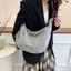Túi vải canvas đi lại kẻ sọc xếp li sức chứa lớn mới lười biếng túi tote đeo chéo đa năng
