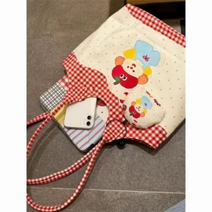Dễ Thương Chấm Bi Apple Thêu Túi Đựng Nữ Hàn Quốc Mới Công Suất Lớn Học Sinh Lớp Túi Tote Đeo