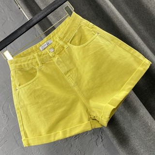 Quần short denim Hàn Quốc mùa hè mới giảm béo nổi tiếng trên mạng cô gái xoăn đa năng màu trá
