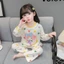 bộ đồ ngủ trẻ em dài tay mới mùa xuân thu mới siêu dễ thương in họa tiết ren công chúa quần áo m