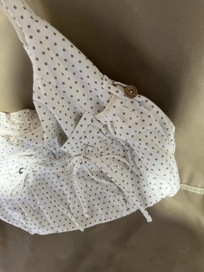 chấm bi túi vải đi lại mới dung tích lớn túi tote đa năng đeo vai nơ giản dị túi đeo chéo du