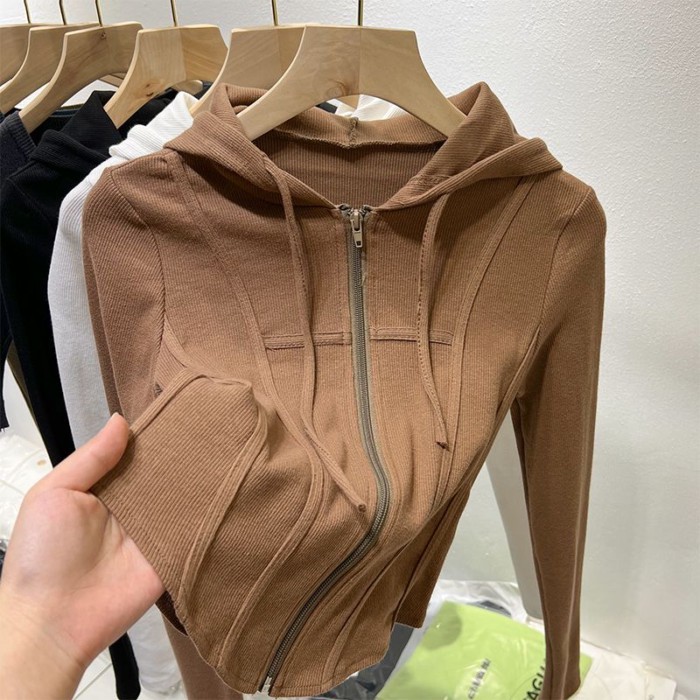 Áo khoác ngắn có mũ trùm đầu cho nữ mùa xuân hè Áo cardigan ngắn dáng ngắn mới dành cho nữ