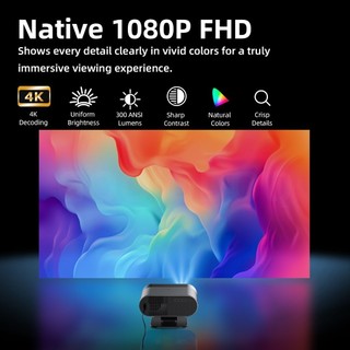 Máy Chiếu Native 1080P GOOJODOQ Độ Sáng 300 ANSI, 4K, HDR, Hỗ Trợ Netflix,Chỉnh Hình Tự Động
