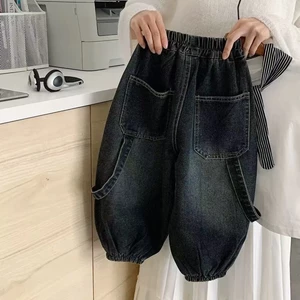 chiếc quần nhung một mảnh cho bé trai mùa thu đông quần jean trẻ em cỡ vừa và lớn quần legging r