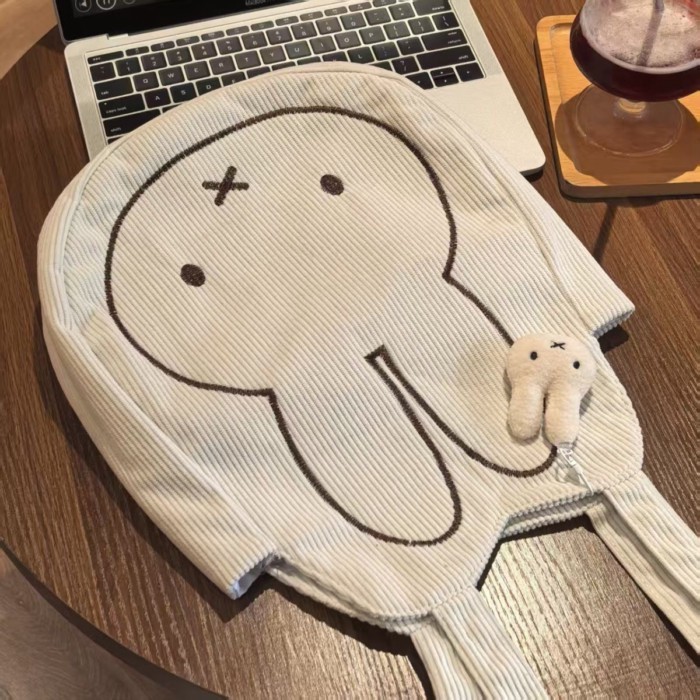 Miffy Rabbit Túi Tote Di Động Dung Tích Lớn Ren Định Thời Trang Túi Thêu Bé Gái Mùa Thu Đông T