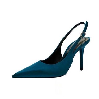 Baotou Temperament Stiletto Sandals For Women New Versatile Blue Pointed Toe French Rhineston