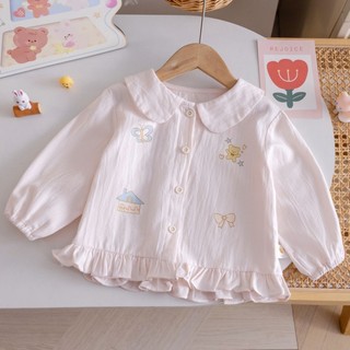 Bé Gái Hoạt Hình Hàn Quốc Áo Sơ Mi Mùa Thu Mới In Hình Dễ Thương Áo Sơ Mi Babydoll Bé Gái Thời T