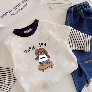 Áo hoạt hình dài tay cotton nguyên chất dành cho trẻ nhỏ và vừa, bé trai và bé gái