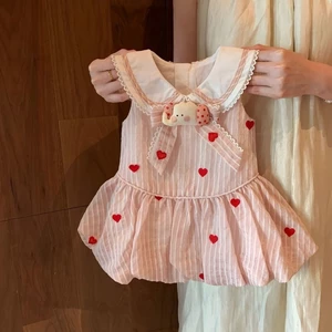 Áo vest nữ trẻ em thời trang mùa hè x váy công chúa búp bê trẻ em đi học sọc