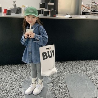 Áo sơ mi denim dài tay bé gái áo sơ mi denim thông thường cho bé gái