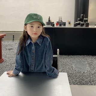 Áo sơ mi denim dài tay bé gái áo sơ mi denim thông thường cho bé gái