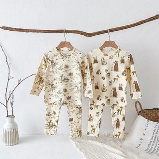 Bộ đồ ngủ mặc nhà mới dành cho trẻ em Bộ đồ ngủ dài tay và quần dài cho bé trai và bé gái Bộ