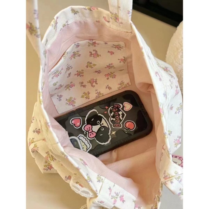 Túi tote canvas hoa dung tích lớn phong cách Hàn Quốc túi đeo vai hoa phong cách rừng túi xách