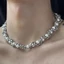 Vòng cổ dây chuyền khóa bằng thép titan với mặt dây chuyền ngọc trai mẹ ngọc trai cho phong cách hợp thời trang