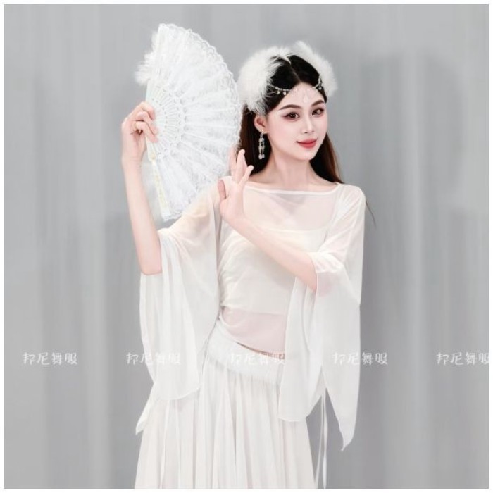 Khiêu vũ cổ điển vần gạc của phụ nữ thanh lịch áo lưới lỏng lẻo top quần áo luyện tập khiêu vũ hiện