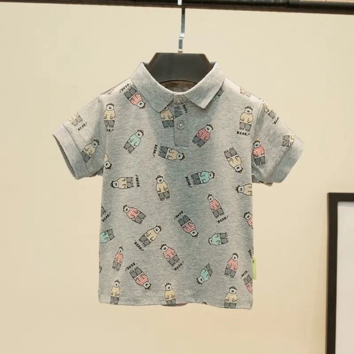 chất liệu cotton nguyên chất mùa hè mới phong cách hoạt hình trẻ em vừa và nhỏ đẹp trai áo thun