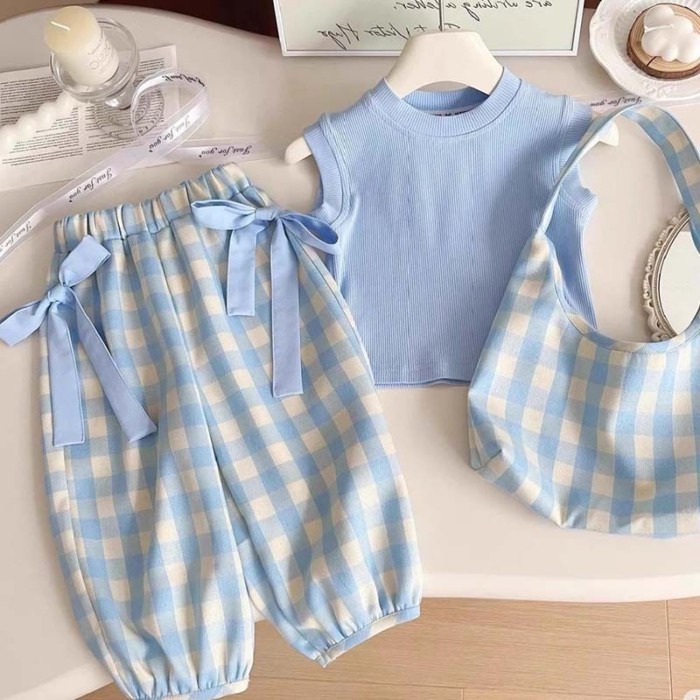 Nữ Mới Mùa Hè Không Tay Áo Vest Trẻ Em Phong Cách Phương Tây Kẻ Sọc Bé Gái Phù Hợp Với Thể Th