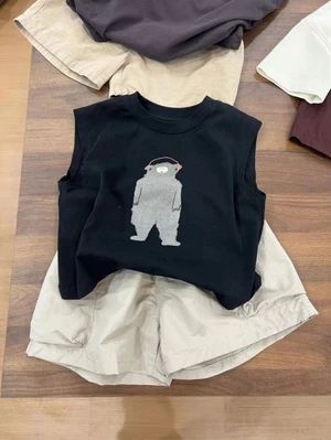 Quần áo trẻ em cotton nguyên chất phong cách Hàn Quốc mùa hè mới phong cách mới dành cho bé t