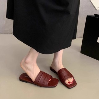 Dép vải lanh Hàn Quốc cho nữ, Giày đi biển đi biển đáy phẳng mùa hè, Dép một dây phong cách c