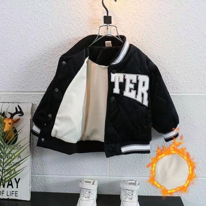 Đồng phục bóng chày phong cách Hàn Quốc cho bé trai và bé gái, áo khoác cotton ngắn, áo khoác