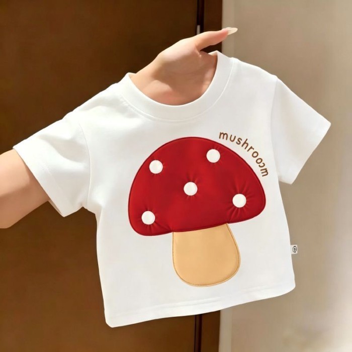 Trẻ em mùa hè nấm ngắn tay kiểu dáng mùa hè siêu dễ thương Áo phông tựu trường cho bé mùa hè Á
