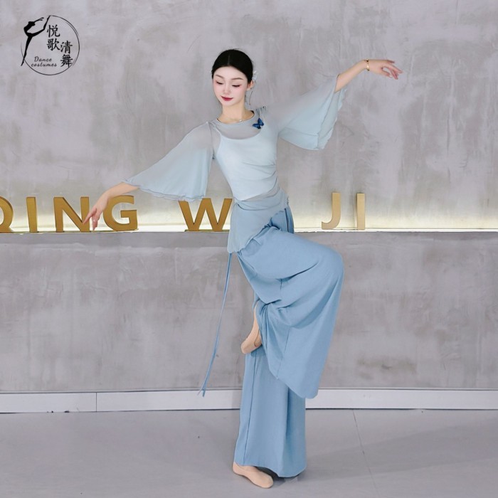 điệu nhảy cổ điển gạc lưới áo cánh thanh lịch quần áo tập múa Trung Quốc mới