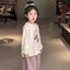 bé gái in hoạt hình áo thun cổ tròn cotton bé gái xuân thu mới phong cách Hàn Quốc áo thun dài t