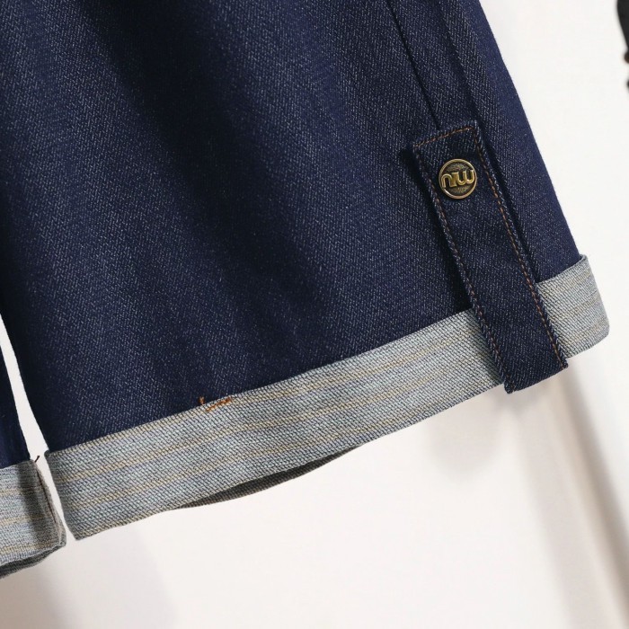 Quần Short Denim Tencel Nữ Mùa Hè Mỏng Cao Cấp Ôm Quần Size Lớn Rời Băng Lụa Ống Rộng Giữa quần