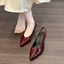 Giày cao gót giày nữ mặc ngoài đi làm, sandal mũi nhọn đa năng mùa hè, lưng trần màu trơn mũ