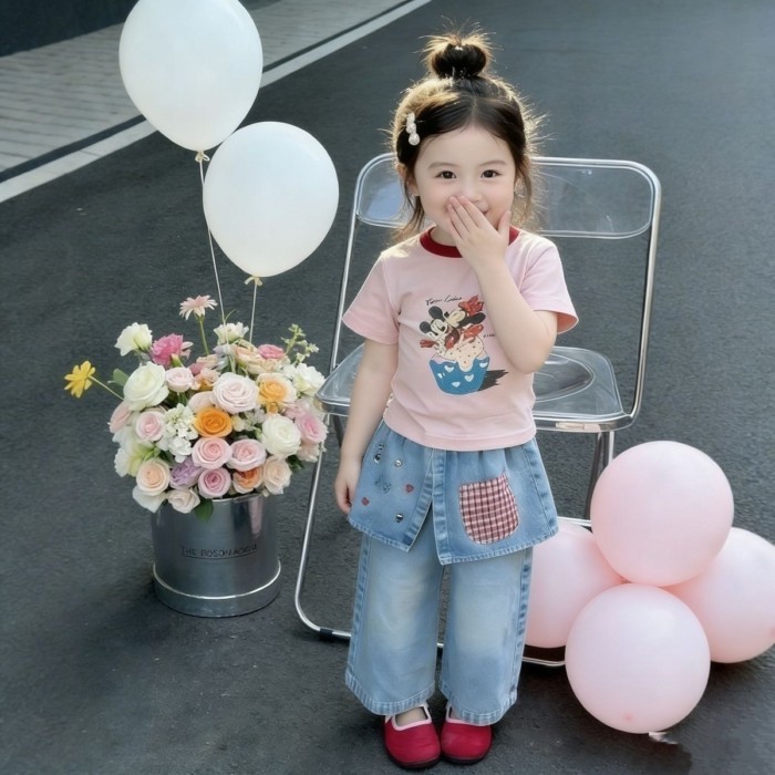 Áo thun ngắn tay mùa hè kiểu mới cho bé gái, áo dễ thương thời trang, in hình hoạt hình Hàn Q
