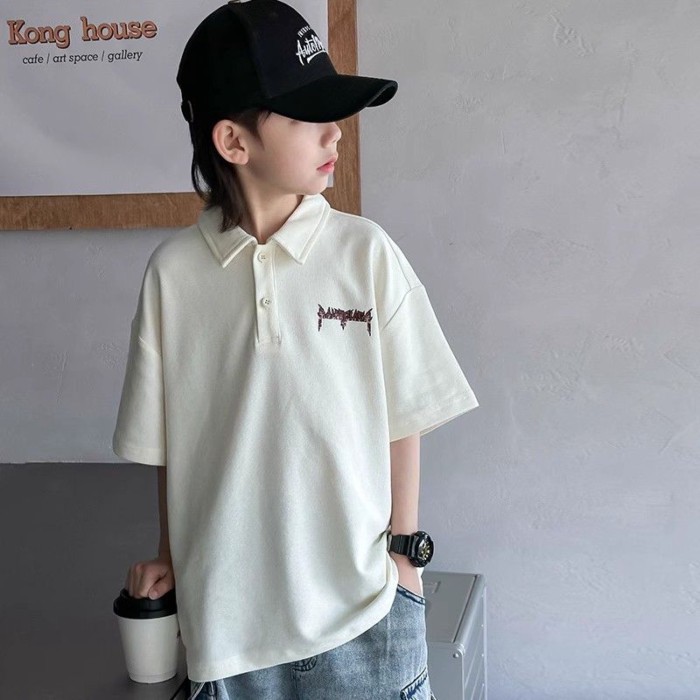Bé Trai Áo Sơ Mi POLO Ngắn Tay Mới Vừa Và Lớn Trẻ Em Quần Áo Mùa Hè Mỏng Bé Trai Mùa Hè Áo T Xu