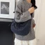 Túi vải canvas đi lại kẻ sọc xếp li sức chứa lớn mới lười biếng túi tote đeo chéo đa năng