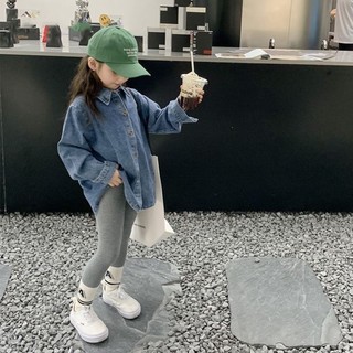 Áo sơ mi denim dài tay bé gái áo sơ mi denim thông thường cho bé gái
