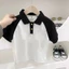 Áo thun polo dài tay phong cách Hàn Quốc dành cho học sinh kiểu dáng phổ biến màu trắng kiểu