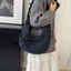 Túi vải canvas đi lại kẻ sọc xếp li sức chứa lớn mới lười biếng túi tote đeo chéo đa năng