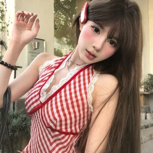 nguyên chất ham muốn phong cách ren dây hàng đầu dành cho nữ mùa hè Cổ Chữ V gợi cảm giảm béo