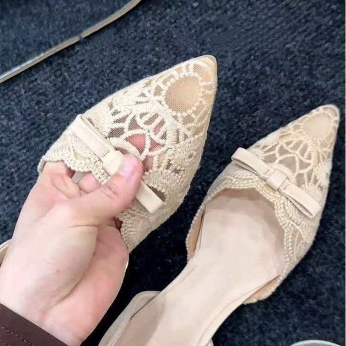 Tăng chiều cao bên trong 4CM Pháp rỗng chất lượng không khí rỗng nông miệng đi lại giày phối ren mũ