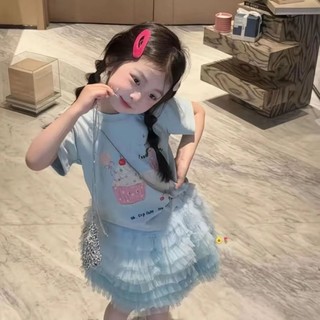 Áo thun cotton ngắn tay in hình mùa hè nguyên chất cho bé gái và trẻ em dễ thương và ngọt ngào