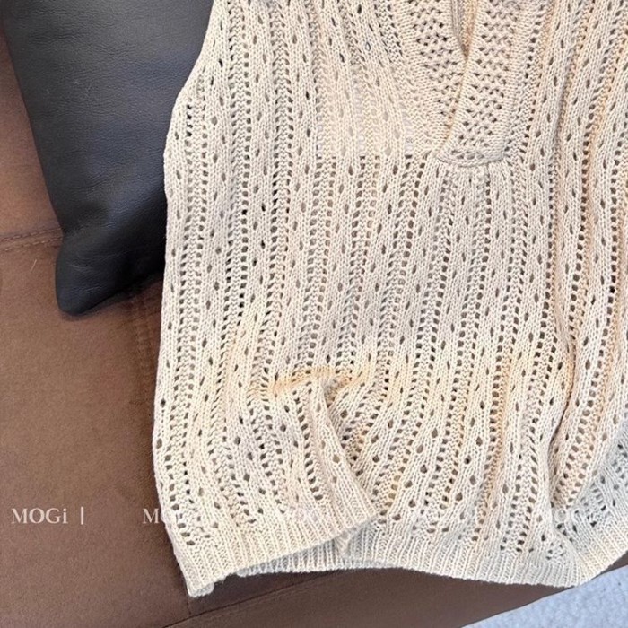 Áo vest dệt kim rỗng phong cách Pháp dành cho nữ mùa hè phong cách mới áo không tay đa năng k