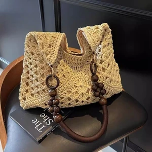 Love phong cách lười biếng rỗng dệt túi xách nữ du lịch mới túi tote túi đi biển túi rơm