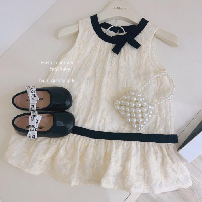 Đầm dài trung bình bé gái Pháp váy công chúa jacquard bé gái vest váy phong cách mùa hè váy n
